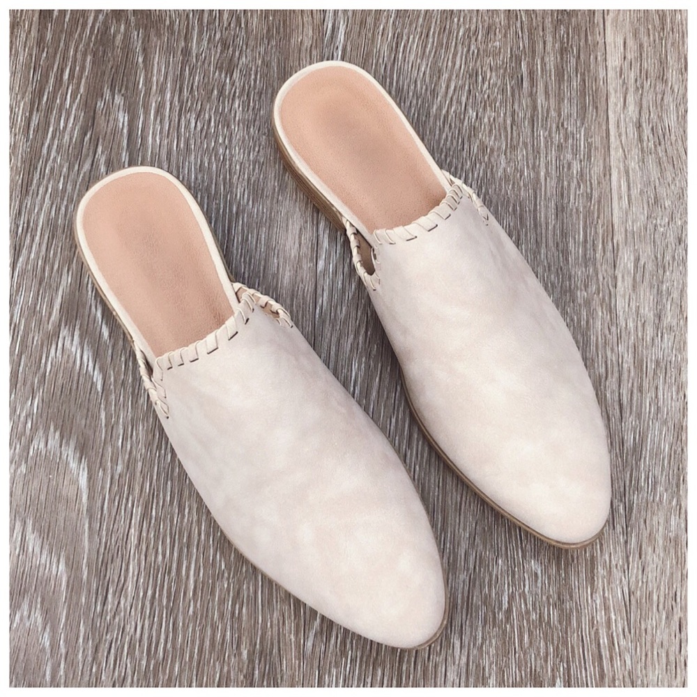 Stone braided distressed slip-on flats